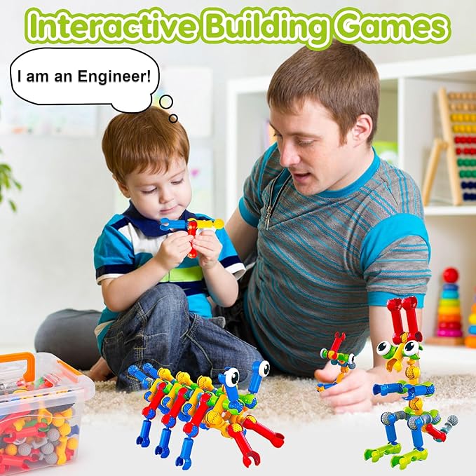 Kids STEM Building Toys for 3 4 5 6 7 8+ Year Old Boy Girl Birthday Gift 186 Pcs Preschool Classroom Learning Activities Fine Motor Skills Building Blocks Ages 4-8 6-8 8-12 Engineering Creative Game