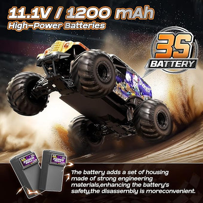 1/14 Brushless RC Cars for Adults Max 42mph Oil Shock Absorber Electric 4WD High-Speed Off-Road RC Car Remote Control Car for Adults RC Truck with Two 3S LiPo Batteries 1200 mAh