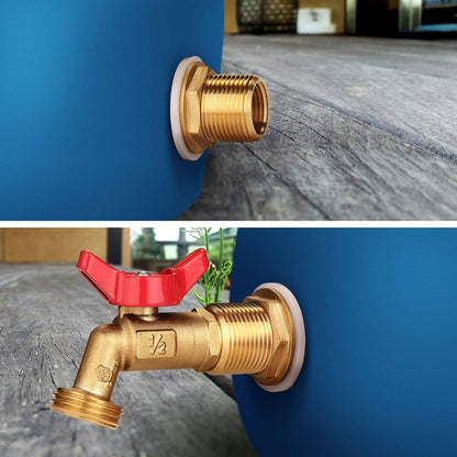 WADEO Rain Barrel Spigot, Brass Water Spigot with Bulkhead Fitting, Rain Water Faucet Kit with Thread Tape