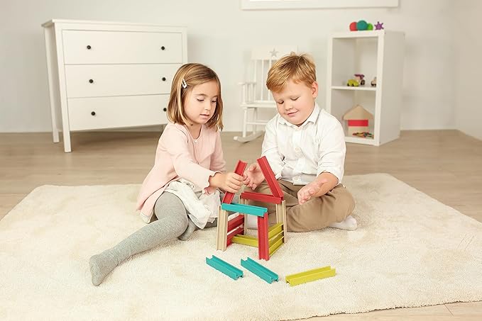 Miniland ECO Beams Building Set - STEM Multicolor Skill Concentration Activity Guide Different Levels of Difficulty