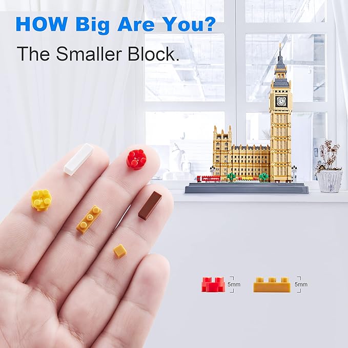6473PCS Architecture Big Ben Micro Building Blocks Set Modle Kit Present for Adults and Ages of 14+