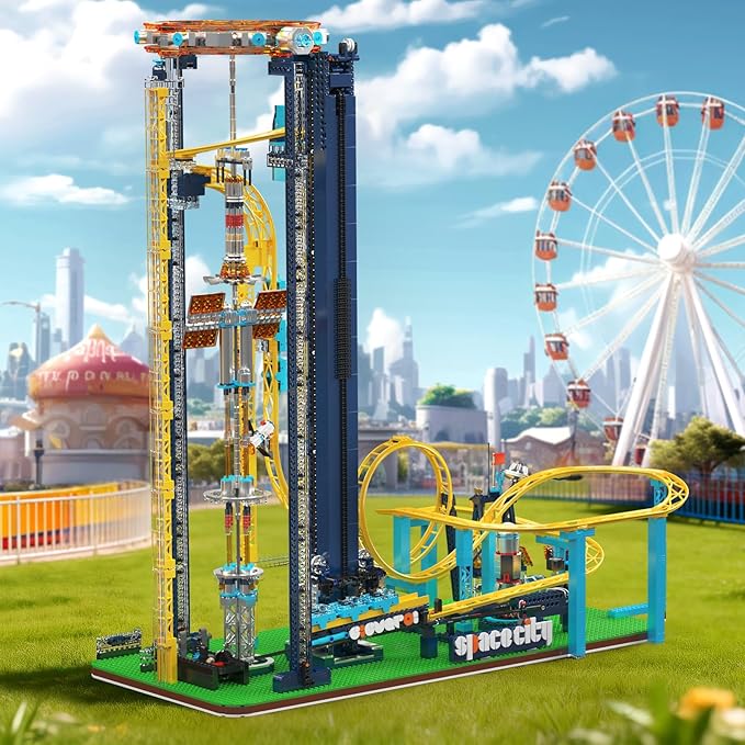 Mould King 11031 Loop Coaster Set Space Elevator Roller Coaster Building Sets Space Amusement Park Funfair Track with Train Idea Gift