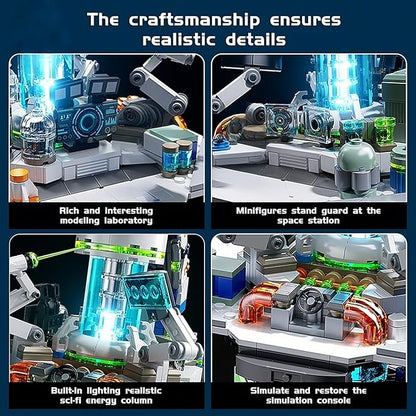 Space Station Globe Building Set for Adults- 1793 Pcs Globe Display Model with Illumination Modes 360° Rotatable LED Educational Stem Toys Birthday Gifts for Boys Teen Home Decor