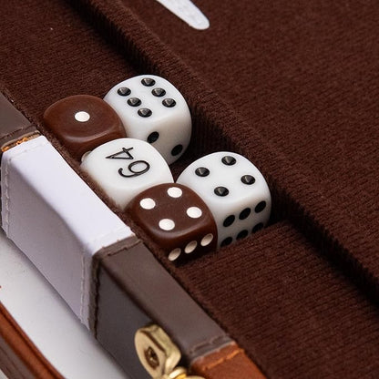 Backgammon Board Game Deluxe Leather Like Case Felt Interior Brown Classic Backgammon Game Popular Board Game Board Games (Medium (15))