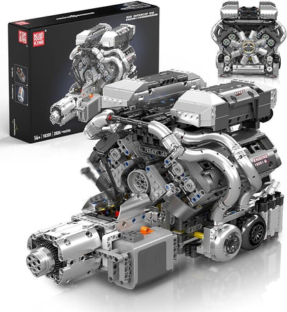 Mould King 10201 W16 Engine Model Kit - Build Your Own Cars 4-Speed Transmission Engine that Works - DIY STEM Project for 14+ Teens Hobby Building Blocks Kit for Adults(2024 Pcs)