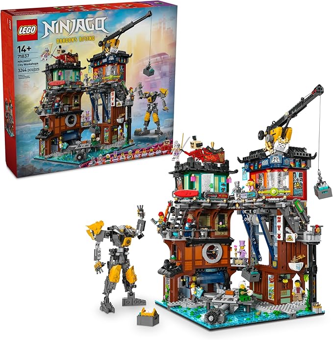 LEGO NINJAGO City Workshops Building Toy - Ninja Set for Boys &amp Girls Ages 14+ - Gift for Teens - Includes 10 Minifigures and a Mech - for Play and Display - 71837