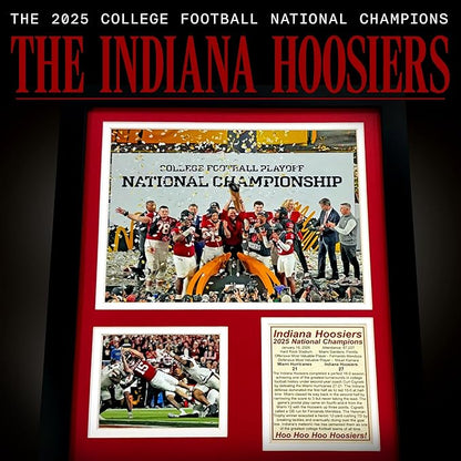 Indiana Hoosiers | 2025 CFP National Champions | Collectible Hoosier Football Memorabilia | Framed Picture &amp Photo Collage Gift Man Cave Wall Art Home &amp Room Decor | 2 Sizes &amp 2 Styles (