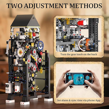 Mould King Cyberpunk Clock Building Set 10159 APP Control Smart Clock with 4 Dials &amp Chiming Bird Alarm 3181+ PCS Large Building Kit Home Desk Decor Collectible Building Toys for Adults Age 14