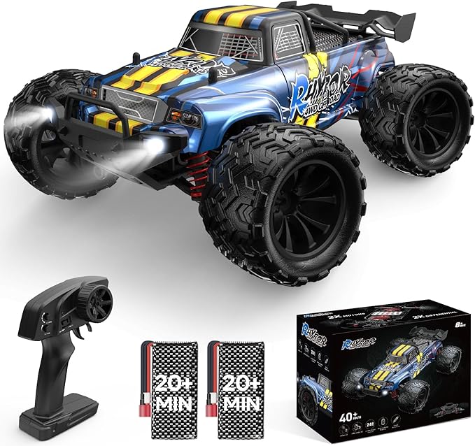1:16 Scale RC Cars for Adult Remote Control Car Fast 40KPH Hobby RC Cars for Boys Age 8+ 4x4 All Terrain Off-Road RC Truck for Kids with 2.4 GHz Remote Control 2 Rechargeable Batteries