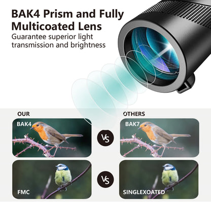 PhysioPhyx 80x100 Monocular-Telescope High Powered for Smartphone Monoculars for Adults High Definition for Stargazing Hunting Wildlife Bird Watching Travel Camping Hiking