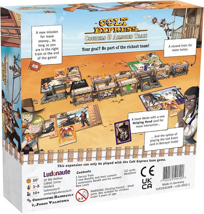Colt Express Couriers &amp Armored Train Board Game Expansion | Train Strategy Game | Wild West Adventure Game for Kids and Adults | Ages 10+ | 3-8 Players | Avg. Playtime 50 Minutes | Made by Ludona