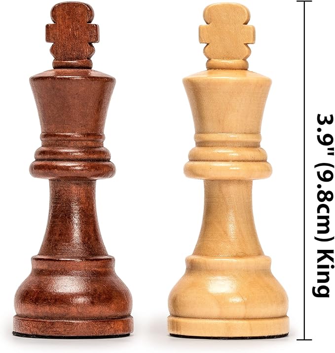 Husaria Staunton Tournament No. 6 Chessmen with 2 Extra Queens and Wooden Box 3.9-inch Kings