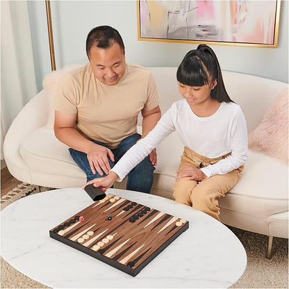 Spin Master Games Legacy Deluxe Wooden Backgammon Classic 2-Player Original Board Game Set with Cups and Dice for Kids and Adults Aged 8 and up