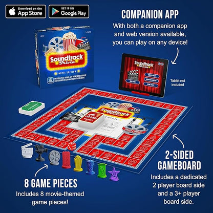 Soundtrack Trivia Movie Trivia Game for Adults | Name The Movie from a 15 Second Music Clip | Board Game for Adults Kids Ages 8+ 1 or More Players | Music Game with Companion App