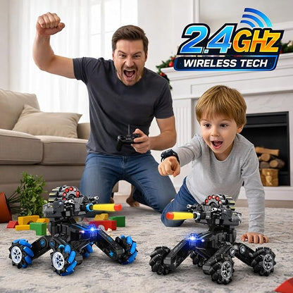 RC Tank that Shoots Gesture Sensing RC Tank 2.4GHz Battle Soft Bullets Hand Control Car Drift Remote Control Trucks for Boys &amp Girls 8-12 Remote Control Tank with Light Music