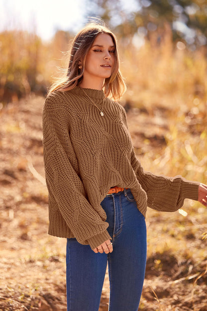 PRETTYGARDEN Women's Fall Oversized Pullover Sweaters Casual Crewneck Long Sleeve Chunky Cable Knit Tops Winter Clothing