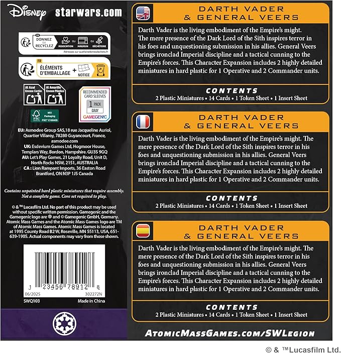 Asmodee Star Wars: Legion Darth Vader &amp General Veers Character Expansion - Tabletop Miniatures Game Strategy Game for Kids and Adults Ages 14+ 2 Players 90 Min Playtime