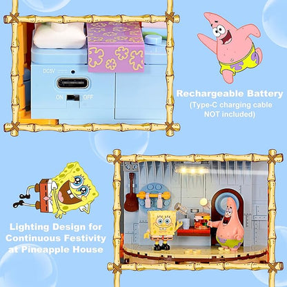 Toy Building Brick Blocks Toys Sets Display Box kit Action Figures Pineapple House Patrick Stone Star Home for Boys and Girls Kids Age 2-4 3-5 5-7 8-12 Fans Gift (2313 pcs)