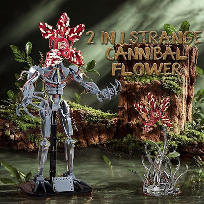2 in 1 Strange Cannibal Flower Building Blocks Sets Piranha Flower Model Kits Horror Halloween Toys Gift for Adults Kids Teens 858 PCS