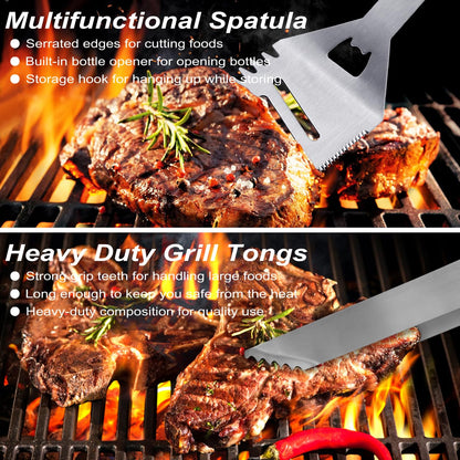 POLIGO 26PCS BBQ Accessories for Outdoor Grill Utensils Set Stainless Steel BBQ Tools Grilling Tools Set for Birthday Fathers Day Dads Presents, Barbecue Accessories Ideal Grilling Gifts for Men Women