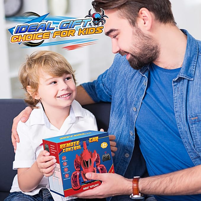 Remote Control Car RC Cars Toys for Boys Ages 4-12Cool Rechargeable Stunt RC Car with 360 Flips 4WD Wheel LightsFun Outdoor Toys for Kids Birthday Gifts Chritmas 4 5 6 7 8 9 10 11 12 Year Old