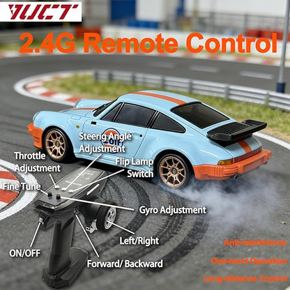 YUCT LDRC 1/18 RWD RC Drift Car with Gyro - Proportional Throttle Steering Metal Drive Shaft Independent Suspension &amp Alloy Shell Drift Cars for Adults (LD1898 Blue)