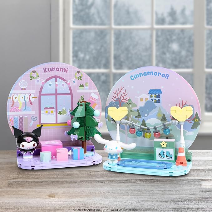 Hamee Sanrio Hello Kitty and Friends Holiday Collection Cute Building Blocks Figure Set – [Birthday Gift Party Favor Gift Basket Filler Stress Relief Collectible Sanrio Fan Relaxation] – Kuromi
