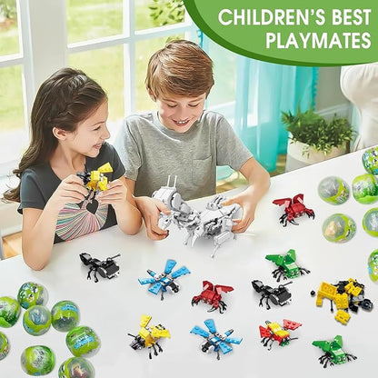 Mini Building Block Sets 12PCS Insects Building Blocks 6 in 1 STEM Toys Eggs Building Sets Party Favors for Kids Goodie Bags Prizes/Birthday Gifts