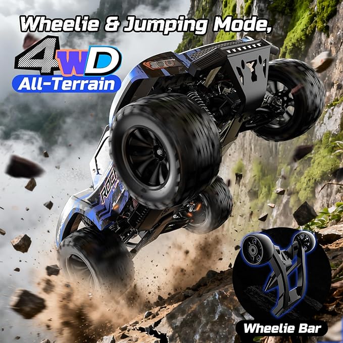 DEERC 1:12 Fast RC Cars 45KPH 4WD High Speed Short Course RC TruckOff-Road All Terrain Remote Control Car with 2 Rechargeable Batteries &amp Spare Tire2.4GHz RC Monster Truck for Adults Kids Boys