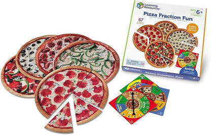Learning Resources Pizza Fraction Fun Game 13 Fraction Pizzas 67 Piece Game Ages 6+