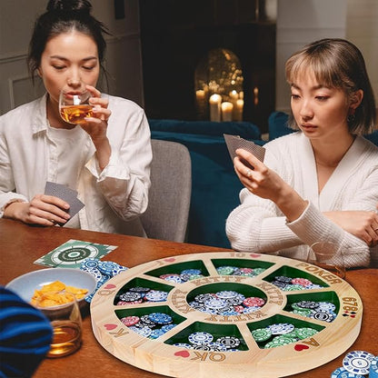 Giant Michigan Rummy Deluxe Board Game Set : Wooden Game Board + 2 Boxes of Playing Chips (200 Pieces) + 1 Deck of Poker + 1 Game Manual. The Perfect Blend of Rummy and Poker Perfect for Family Game