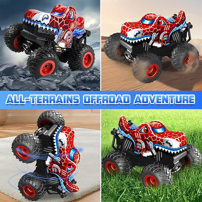 Remote Control Monster Truck 2.4Ghz Spider Rc Monster Truck Toys Rchargeable Kids Cars Vehicle with Musics Lighting Effect 360°Stunts Rc Spider Toys Birthday Gifts for Boys 3 4 5+