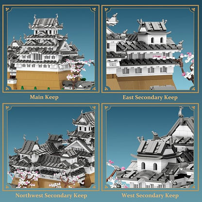 Reobrix Japanese Himeji Castle Building Block Sets for Adults 55017 1:127 Japanese Architecture Model Large Landmark Building Set Home Office Decoration Gift for Adults (7105PCS)