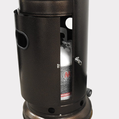 AZ Patio Outdoor Propane Gas Patio Heater, 48K BTU's, Open Door Design, Adjustable Table, Single pole, CSA approved, Hammered Bronze Finish