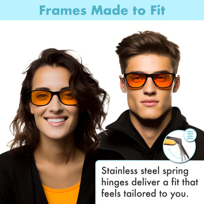 Orange Blue Light Blocking Glasses for Better Sleep - 99.5% Premium Acetate Orange Computer Migraine Glasses for Women & Men - Amber Gaming Glasses - Blue Light Blockers Gamer Glasses for Eye Strain