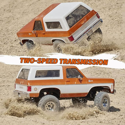 FCX24 FMS 1/24 K5 Chevy Blazer RC Crawler Officially Licensed Mini RC Car Pick Up Truck &amp SUV 2 in 1 4WD 8km/h 2 Speeds Switch Off-Road RC Model with LED Lights for Adults (Orange)