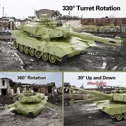 RC Tank 1/28 Scale Remote Control Battle Tank Set with Sounds/Lights/Battle Game/Life Indicator 2.4G 9 Channels Radio Control Car Infrared Shoot WW2 Military Vehicle Model Toys for Boys Kids Adults