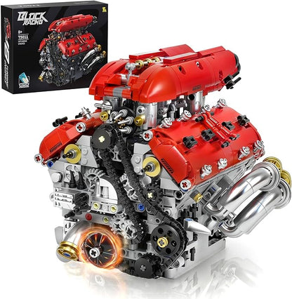 V8 Engine Model Kit Build Your Own Visible Car Motor Advanced STEM Mechanical Building Block Set for Adults Collectible Engine Model for Display Desk Decor &amp Gift to Car Lovers