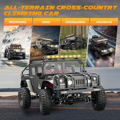 SIMREX 1:12 Scale All-Terrain Remote Control Car 4WD RC Cars with 2.4 GHz RC Climbing Truck IPX4 Waterproof Off-Road Vehicle with Two Rechargeable Batteries for Kids Teens Adults