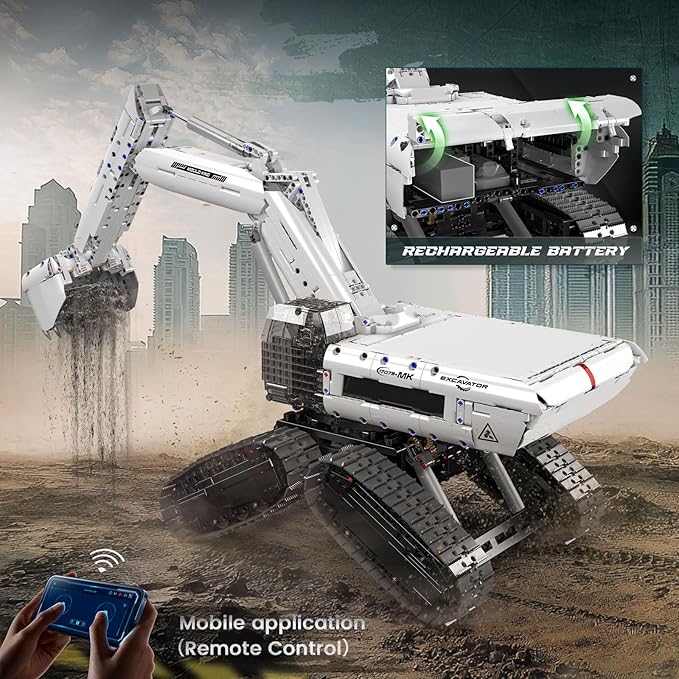 Mould King 17079 RC Excavator Building Set Construction Digger with 8 Motors Collectible Truck Model Kit for Men &amp Women STEM Engineering Toys for Adults(3195 Pieces)