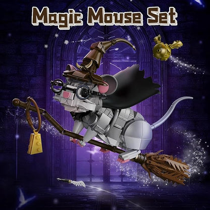 Harry Mouse Animal Building Set MOC Creative Magic Mouse Model Kit Collectible Home Office Decor Toy Gift for Teens Adults 14+ (676PCS)