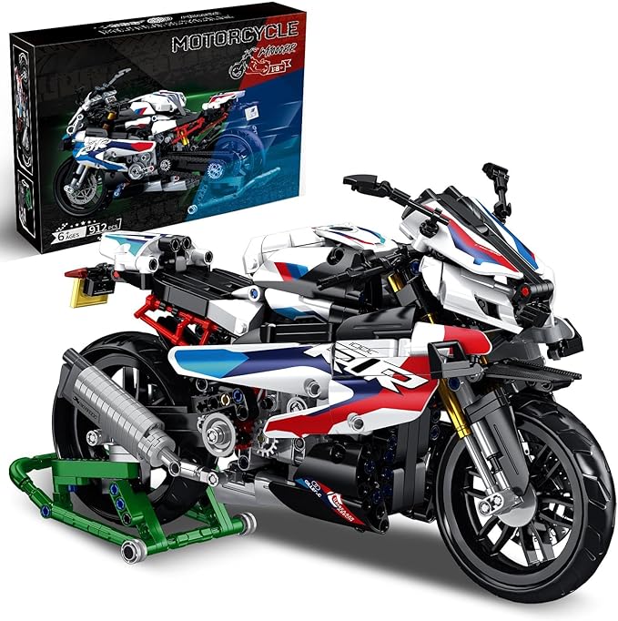 912PCS Motorcycle Building Block Set for Adults Compatible with Lego 1000 RR MOC Model Collectible Toys Gifts for Teens Boys Kids