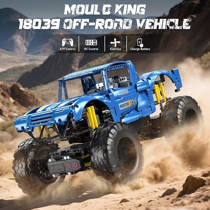 Mould King 18039 Monster Truck Building Sets Off-Road Climbing Car with Dual Control RC Buggy Bricks Toy for Teens &amp Adults Ages 14+ (1454+ Pieces)