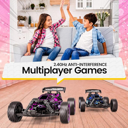 Tecnock RC Cars for Kids 1:18 Scale 2WD RC Car with LED Lights 2.4GHz Remote Control Car with USB-C Easy Charging &amp 50 Mins Playtime Toys Gifts for Boys &amp Girls Ages 8-12