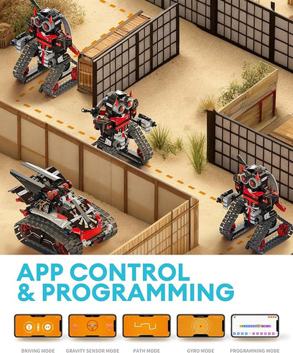 5 in 1 STEM RC Robot Building Kit APP &amp Remote Control Samurai/Ninja Blocks 419 Pcs Erector Set RC Toy for Kids DIY Build Science Educational Gift for Age 6 7 8 9 10 11 12+ Boys &amp Girls