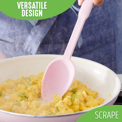 GreenLife Cooking Tools and Utensils, Silicone Spoon for Scooping Scraping and Mixing, Heat and Stain Resistant, Dishwasher Safe, Grey