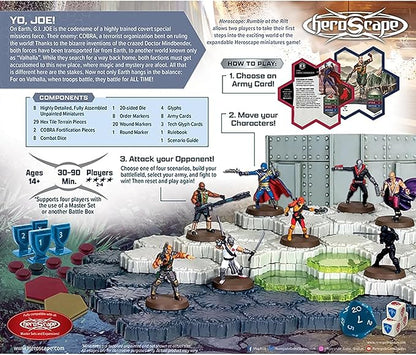 Renegade Game Studios G.I. Joe Heroscape Rumble at The Rift Tactical Board Game Battle Box with 8 Miniatures &amp Modular Hex Terrain