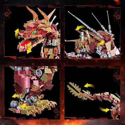 Mechanical Dragon Building Set for AdultsAnimal Dragon Model for Home DecorConstruction Building Block ToyCreative Gift for Teens 14+