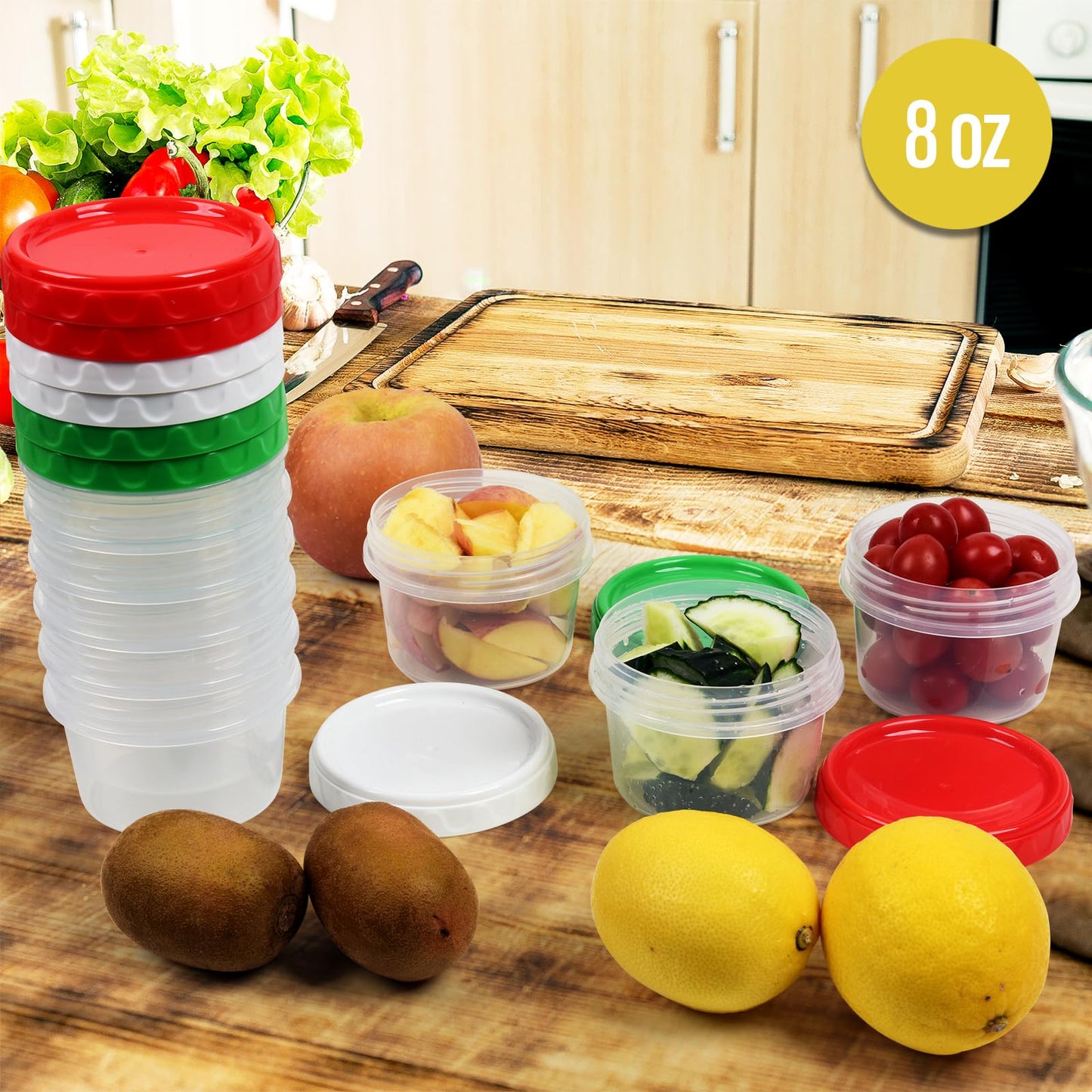 EONJOE 8 oz Small Freezer Containers with Lids Stackable Plastic Food Storage Container 1 Cup Meal Prep Bowls Airtight Dishwasher Safe,12-pack