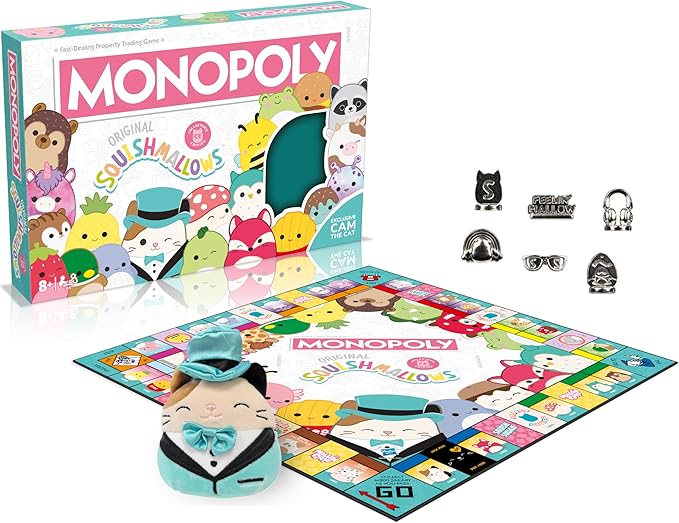 Monopoly: Collector’s Edition Featuring Cam The Cat Plush Buy Sell Trade Spaces Collectible Classic Monopoly Game Officially-Licensed for 6 Players